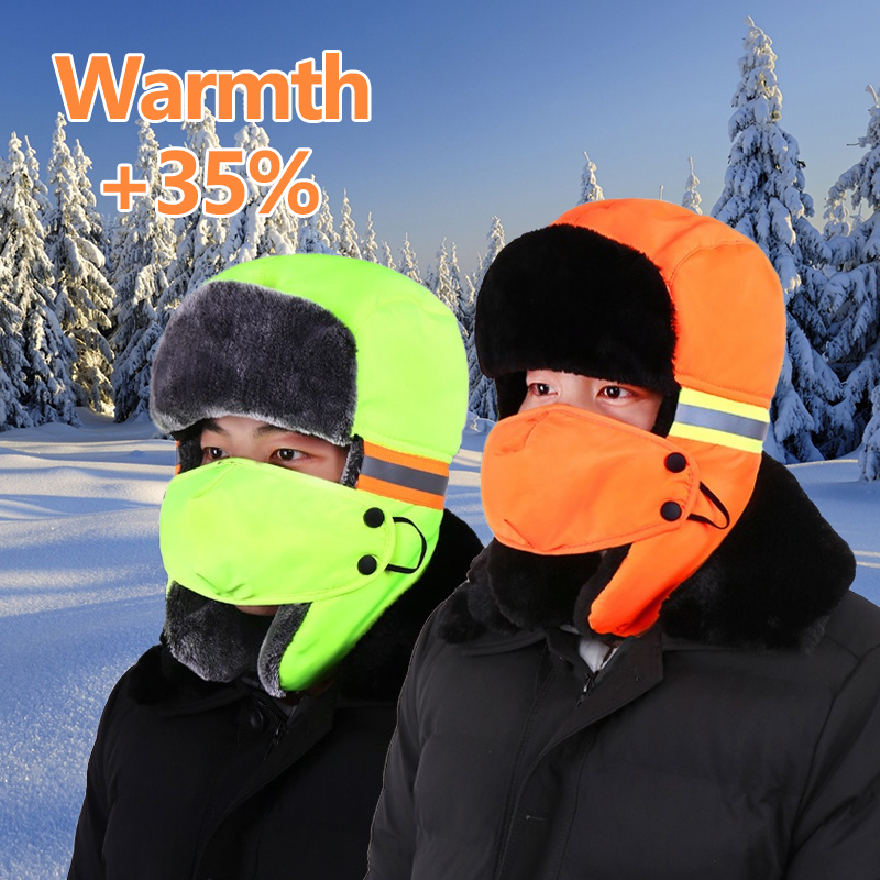 Winter Trapper Hat - 겨울용 트래퍼 모자 귀덮개 포함 오렌지