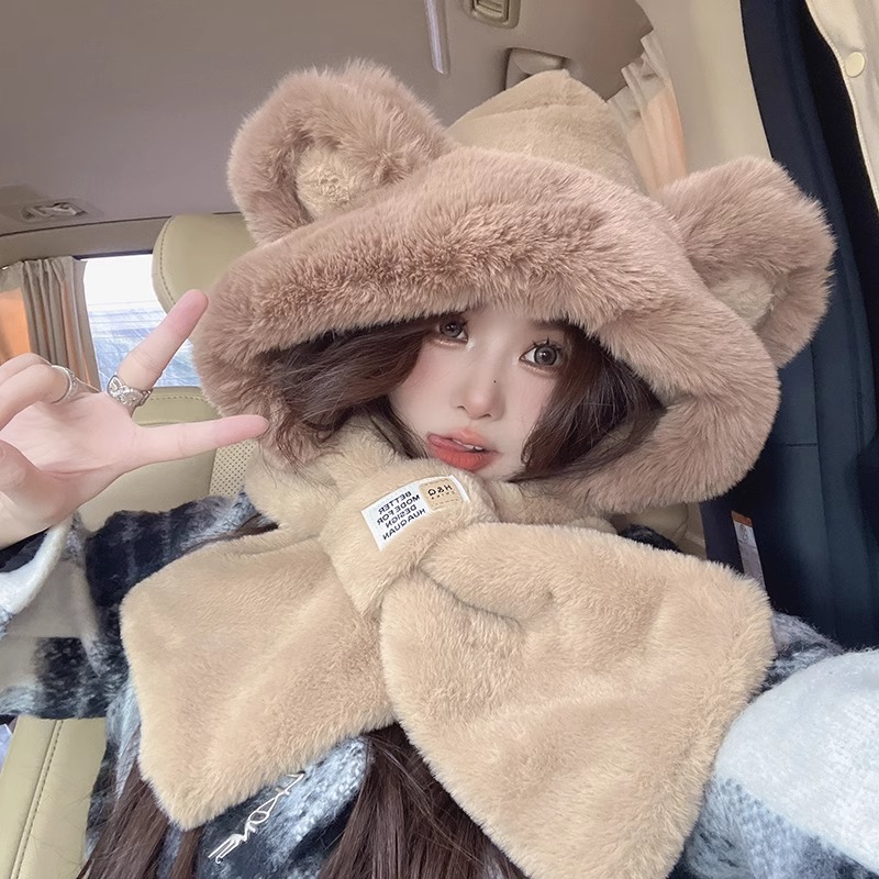 귀여운 곰돌이 모자 스카프 일체형 여성용 모자, 겨울  - Trapper Hat Ear Flap 리뷰 및 가격