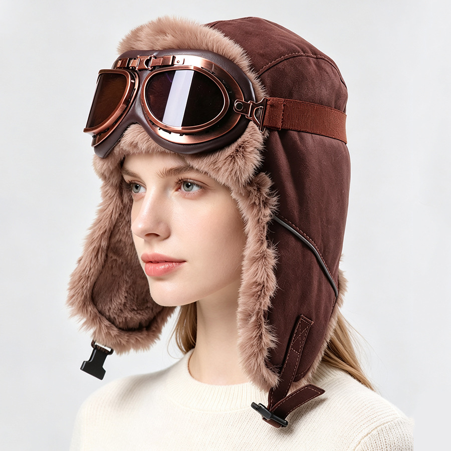 빈티지 파일럿 모자, 고글 포함, 두꺼운 안감, 방풍  - Winter Trapper Hat 리뷰 및 가격